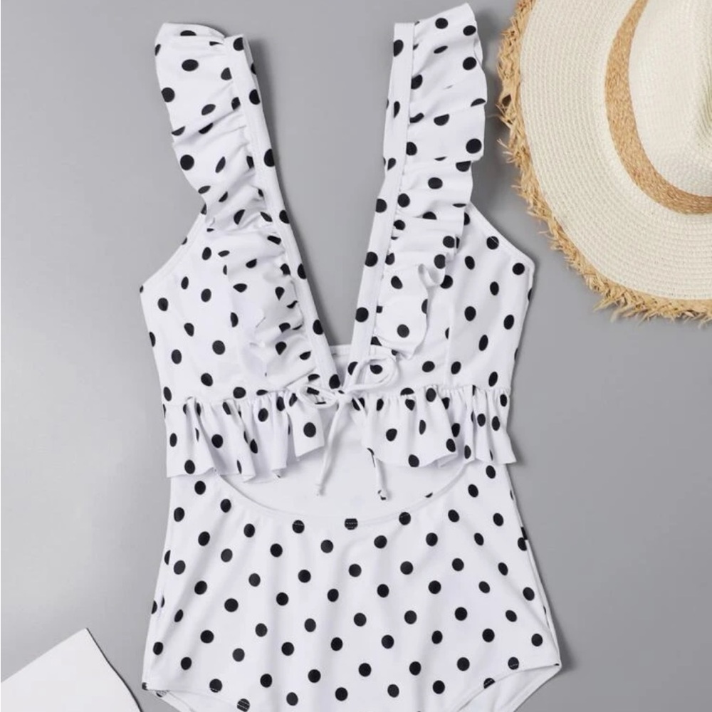 Polka Dot Ruffle One Piece Swimsuit